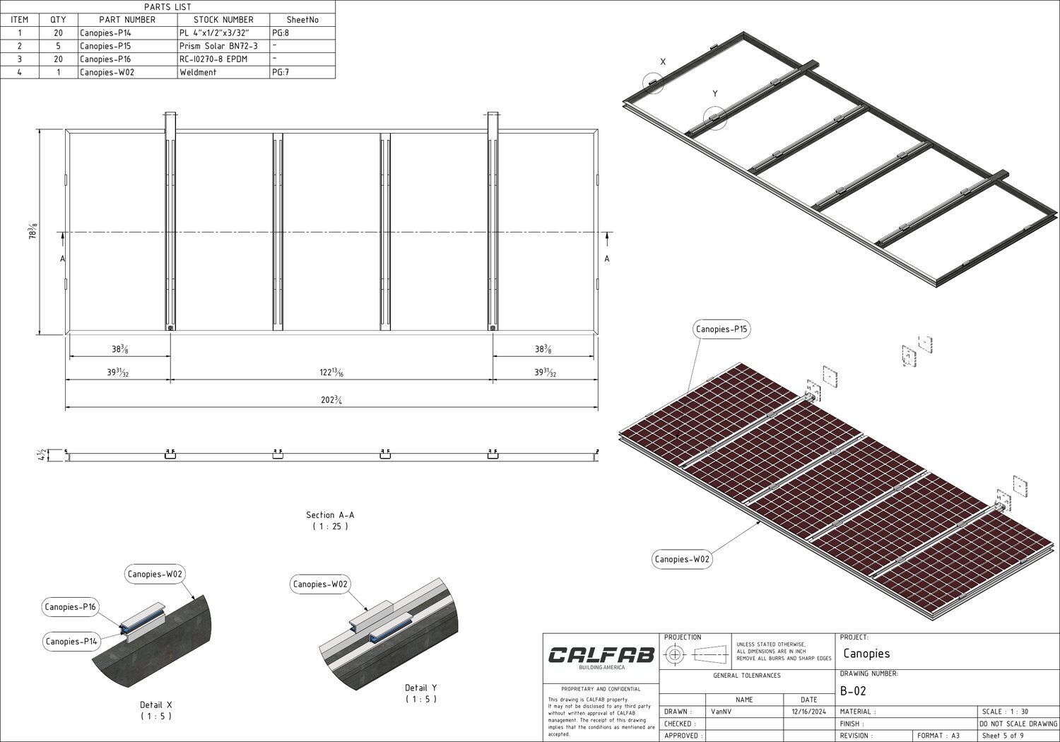 Canopy shop drawing 2 of 5