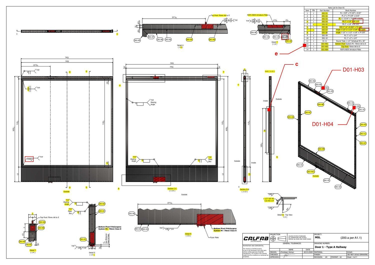 FritsJurgens pivot door shop drawing 3 of 5